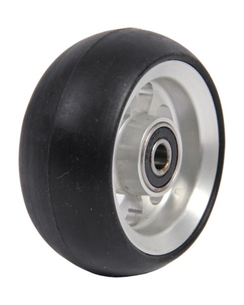 3" Aluminiumhjul, sølv, 80 x 34 mm med sort kørebane, nav ø8 x 25 mm