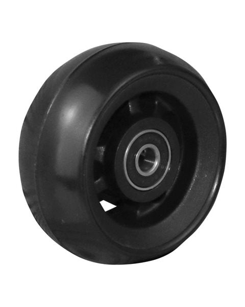 3" Fiberhjul, sort, 75 x 34 mm med sort kørebane, nav ø8 x 25 mm