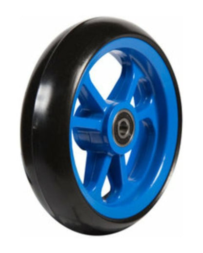 4" Fiberhjul, blå, 100 x 34 mm med sort kørebane, nav ø8 x 25 mm - Flere farver